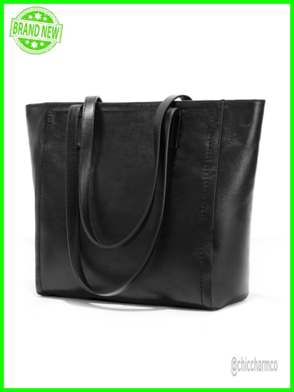 Vintage Genuine Leather Work Tote Bag for Women with Zipper & Laptop Sleeve